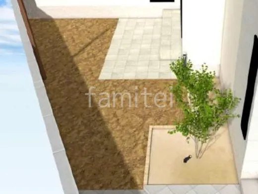 シンボルツリー　スポットライト　タイルデッキ