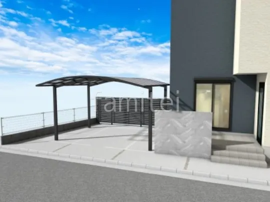 土間コンクリート タイル門塀