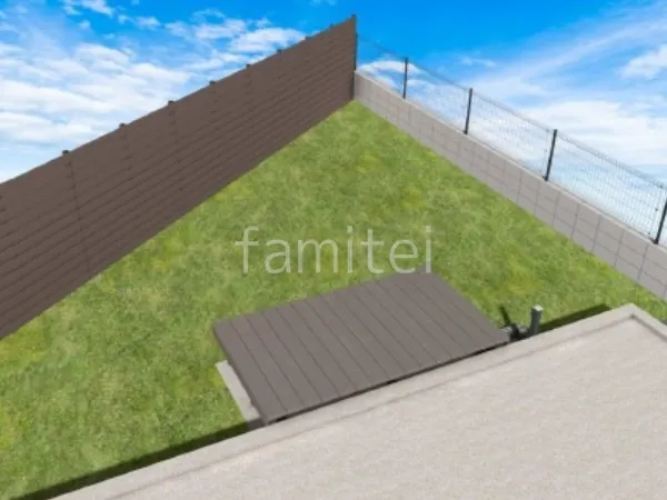 人工芝　ウッドデッキ　目隠しフェンス　立水栓