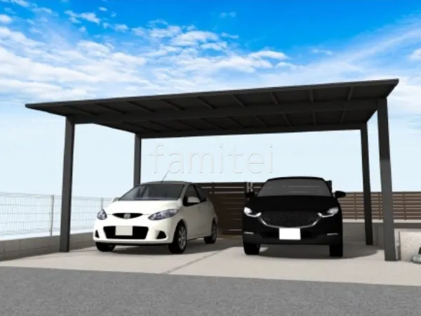 2台用カーポート　メッシュフェンス