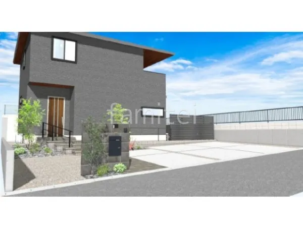 タイル門柱　タイルアプローチ