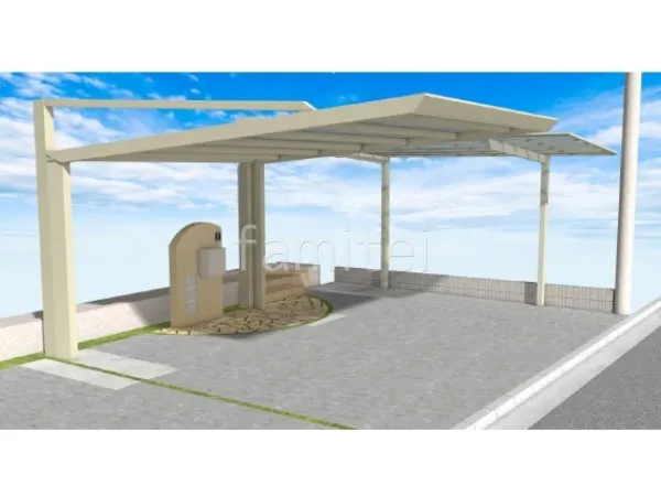 2台用カーポート　後方支持柱