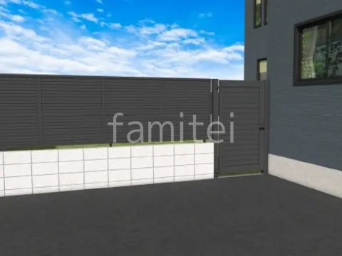 目隠しフェンス　片開き門扉