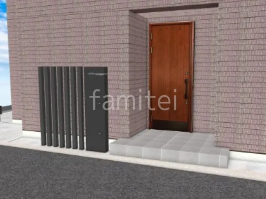 宅配ボックス付き機能門柱　角柱