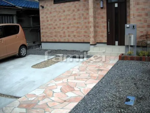 アプローチ 乱形石貼