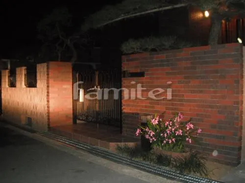 レンガ調タイル門柱