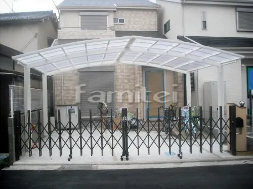 カーポート プライスポート2台M合掌 伸縮門扉ゲート LIXIL アルシャインL