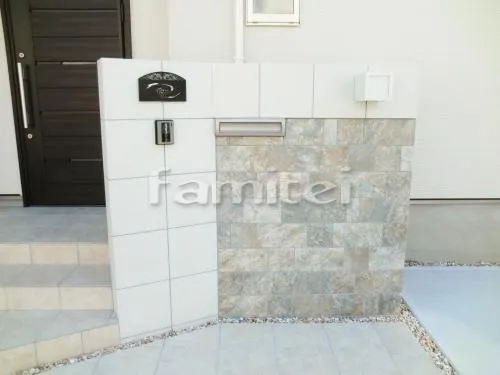 タイル門柱 INAX フィネッツァ 郵便ポスト TOEX S-1型 門灯 ゼロデッキライト