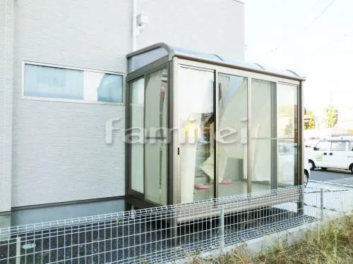 レギュラーサンルーム 竿掛け カーテンレールの外構施工例（現場番号