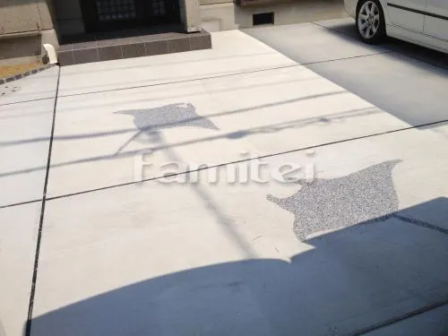 玄関アプローチ 床洗い出し仕上げ マンタ デザイン加工