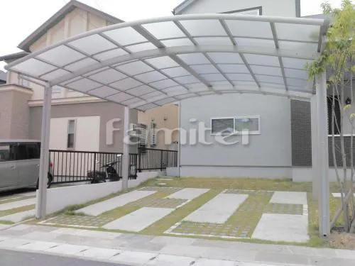 カーポート YKKAP レイナポートグラン 横2台用(ワイド ツイン) R型アール屋根