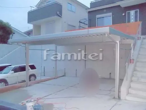 積雪カーポート スノーポート50 折板屋根 横3台用(ワイド トリプル) F型フラット屋根