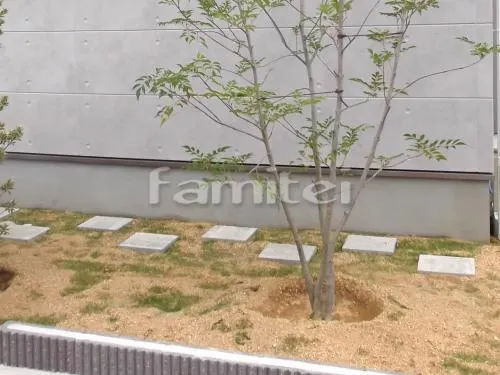 飛び石 床平板貼り ユニソン リビオ シルバー 芝生張り 姫高麗芝