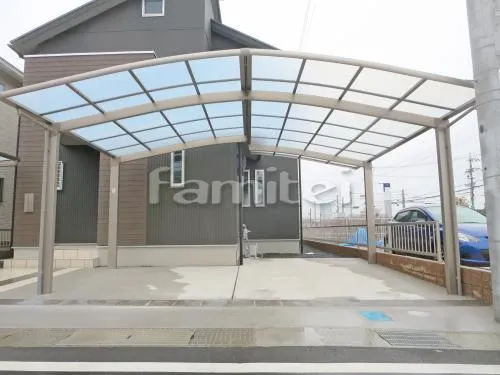 カーポート LIXILリクシル カーブポートシグマ3 TOSTEMトステム 横2台用(ワイド ツイン) R型アール屋根 M合掌 奥行き違い