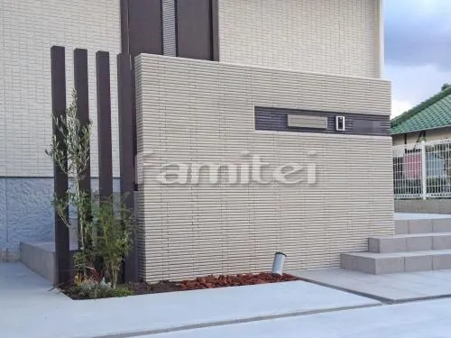 モダン門柱 壁タイル貼り INAXイナックス はるかべくん 細割ボーダー LIXILリクシル 木製調デザインアルミ角柱 プランパーツ 角材