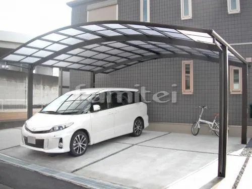 カーポート YKKAP レイナポートグラン 横2台用(ワイド ツイン) R型アール屋根