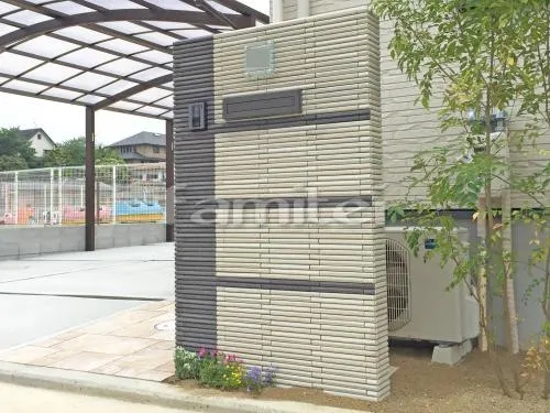 モダン門柱 壁タイル貼り INAXイナックス はるかべくん 細割ボーダー HB-1 HB-6 LIXILリクシル