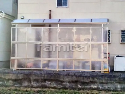 雨除け屋根 レギュラーテラス屋根 1階用 R型アール屋根 物干し 目隠しパネル(前面)