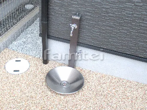 立水栓 ユニソン スプレスタンド チョコブラウン 蛇口2個 シルバー 水受け シャインポット