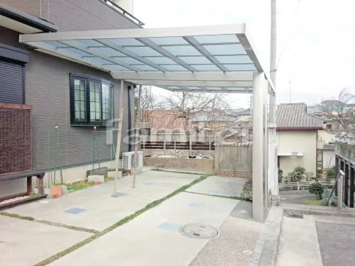 カーポート 四国化成 マイポートNeo 1台用(単棟) F型フラット屋根 既存ポール撤去