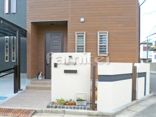 玄関まわり 門柱 花壇 照明 ポスト アプローチ 塀