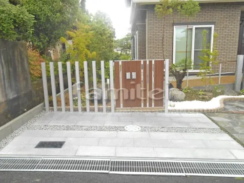 駐車スペース 御影石敷き バラス砕石目地