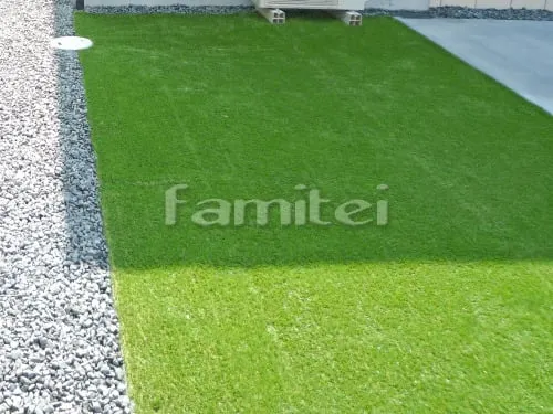 お庭 本物そっくり人工芝 防草シート加工