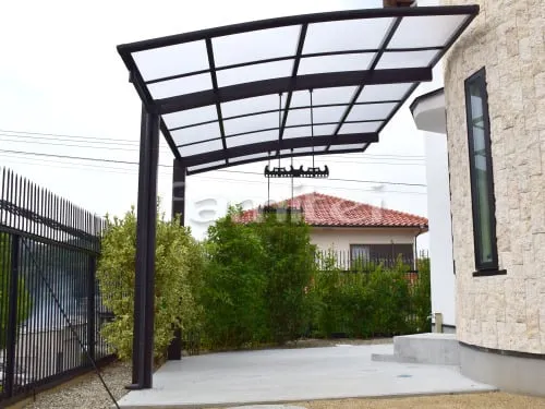 洗濯干し屋根 プライスポート カーポート1台用(単棟) R型アール屋根 物干し 土間コンクリート