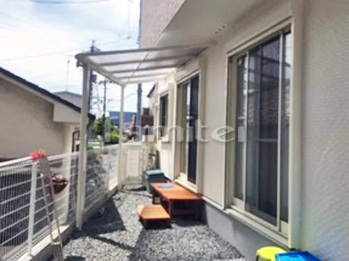 雨除け屋根 フラットテラス屋根 1階用 F型 特殊加工 斜めカット