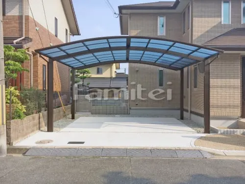 カーポート YKKAP レイナポートグラン 横2台用(ワイド ツイン) R型アール屋根