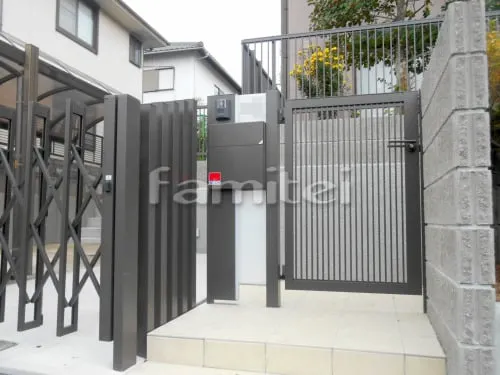 機能門柱 LIXILリクシル ファンクションユニット ウィルモダン 門扉 プレスタ2型 08-12 片開き 木製調デザインアルミ角柱 デザイナーズパーツ枕木材70角 角材 隙間隠し