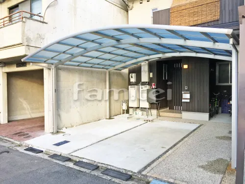 カーポート YKKAP レイナポートグラン 横2台用(ワイド ツイン) R型アール屋根