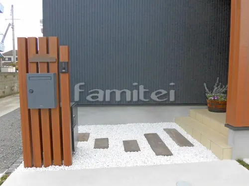 玄関まわり 門柱 木製調デザインアルミ角柱 プランパーツ 角材 化粧砂利 白仙 郵便受けポスト Panasonicパナソニック クリアス