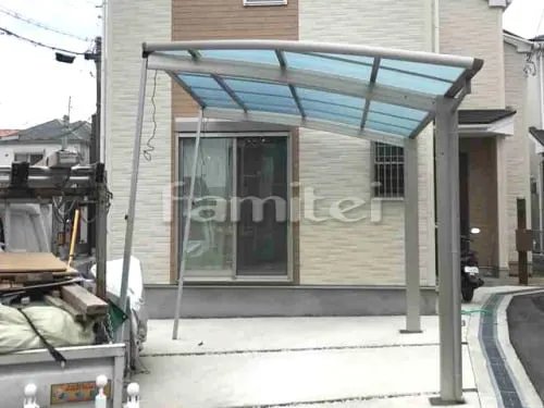 カーポート YKKAP レイナポートグラン 1台用(単棟) R型アール屋根 特殊加工 斜めカット