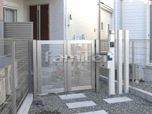 玄関門扉 YKKAP シンプレオ1型 横格子 12-07 両開き