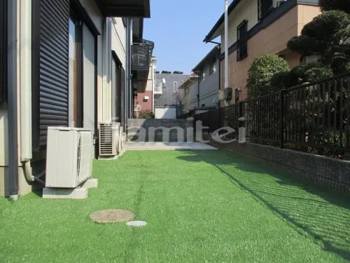 お庭 人工芝 防草シート加工