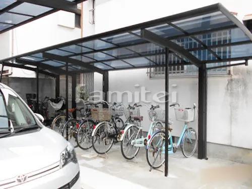 自転車バイク屋根 YKKAP レイナポートグラン R型アール屋根 駐輪場屋根 サイクルポート