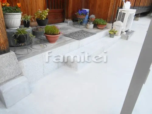 階段追加 御影石