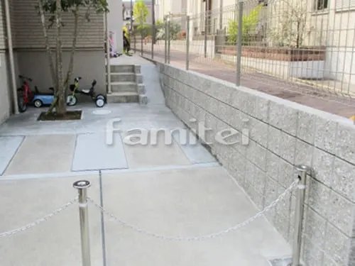 境界フェンス塀 メッシュフェンスハイグリッドUF8型 化粧ブロック ユニソン シャモティ