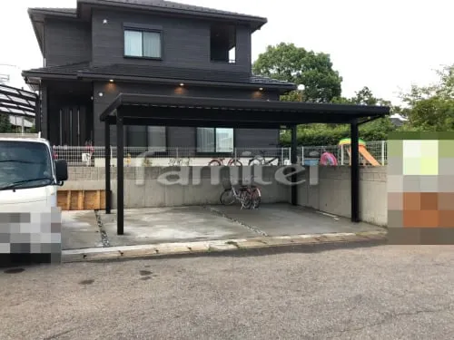 積雪カーポート YKKAP レオンポートneo 積雪50cm対応 折板屋根 横2台用(ワイド ツイン) F型フラット屋根