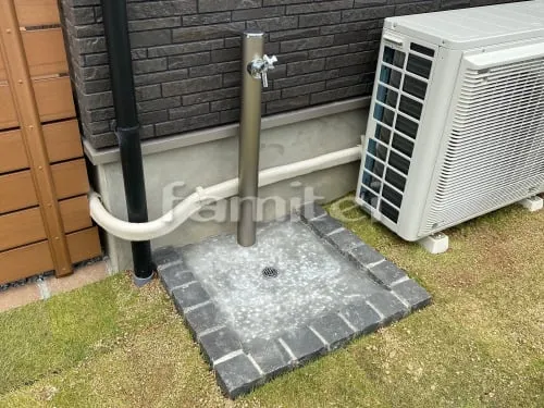 ピンコロ囲い水受け(パン) 土間モルタル仕上げ 洗い場