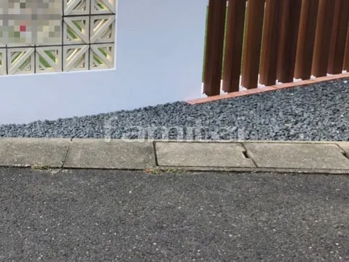 門まわり バラス砕石 防草シート加工