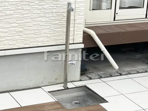 立水栓 OnlyOneオンリーワン ジラーレW ヘアライン 水受け(パン) スプリットTYPE C KS3-C116G