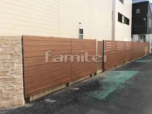 木製調目隠しフェンス塀 三協アルミ フレイナYM型 2段柱 60角