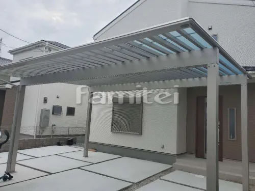 カーポート YKKAP エフルージュグラン 積雪50cm対応 横2台用(ワイド ツイン) F型フラット屋根 水平式物干し