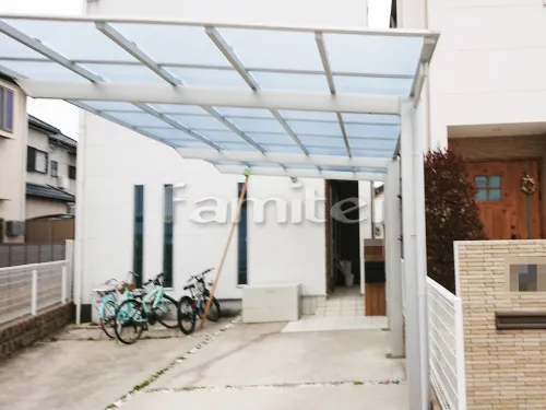 カーポート LIXILリクシル ネスカF 縦1.5台用(1台+延長 縦連棟) F型フラット屋根 着脱式サポート柱