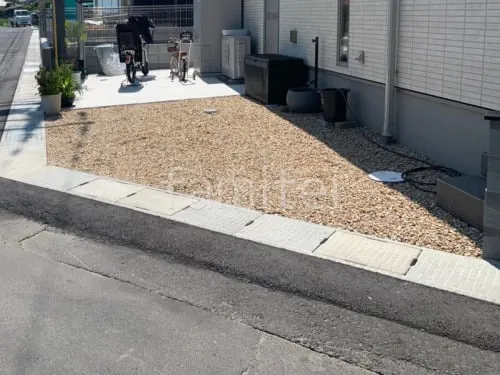 防草シート加工 錆砂利敷き