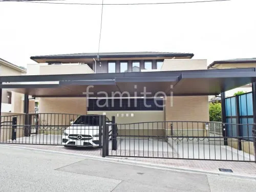 ２台ワイド 跳ね上げ門扉ゲート  四国化成 ブルームホップM3型 鋳物