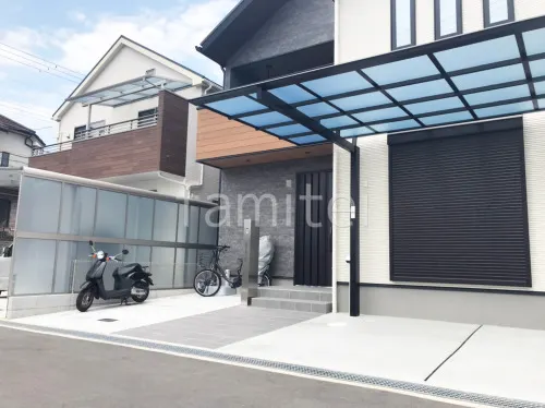 玄関アプローチ 床タイル貼り タカショー セラマイカの外構施工例