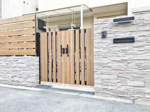 モダン門柱 壁タイル貼り ニッタイ工業 マジカルライトストーンPLシリーズ 郵便受けポスト LIXILリクシル エクスポストS-1型